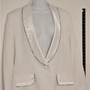 2PC (Jk/Skt) White, satin & rhinestone ladies suit